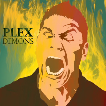 The album cover for Demons by Plex featuring a portrait of the artist.